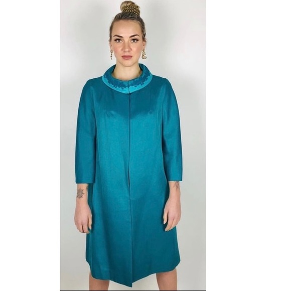 Women’s 1950’s Turquoise Evening-wear Over Coat by Peggy French - Picture 1 of 9